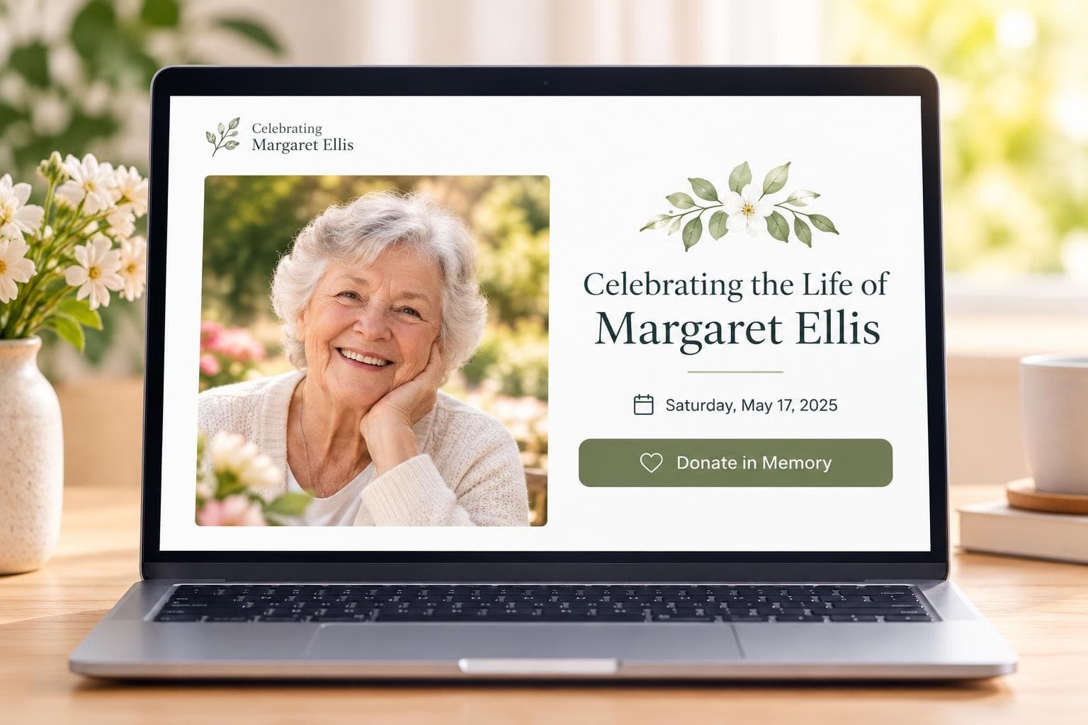 A personal memorial service page