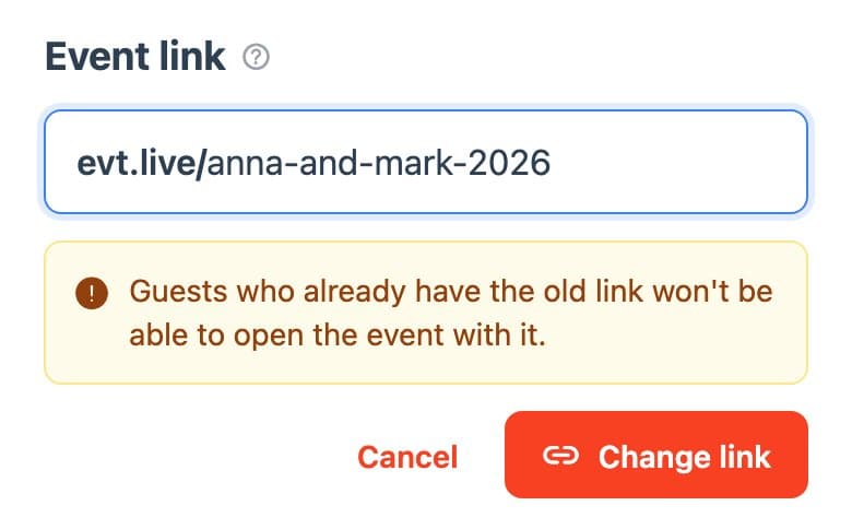 Changing the event link