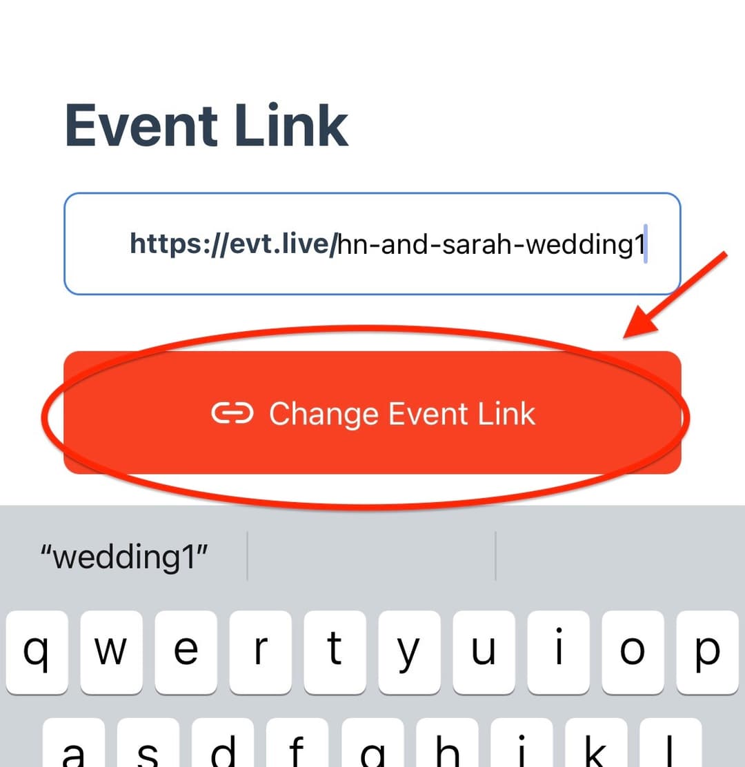 When you are ready to proceed with the changes, tap Change Event Link button
