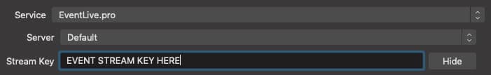 When using the latest version of OBS, you can choose EventLive.pro from the list of Services and simply paste your…
