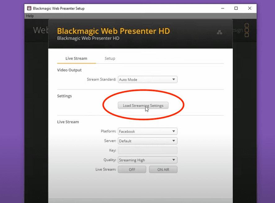 Paste your test or actual event's stream key and go ON AIR