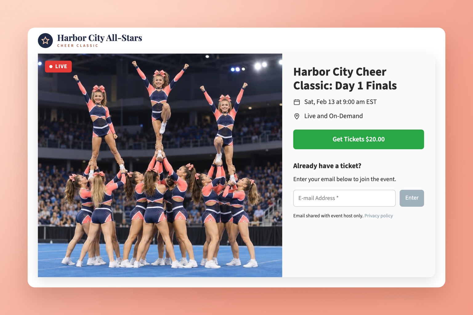 Live Stream Cheer Competitions
