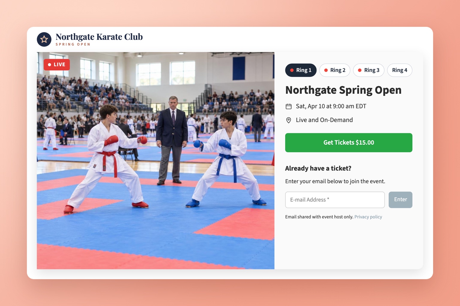 Live Stream Karate Tournaments