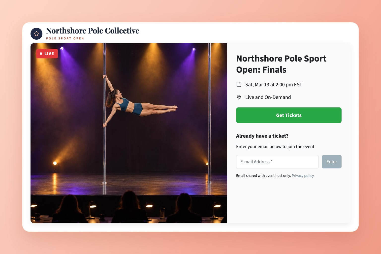 Transmite competencias de pole dance en vivo