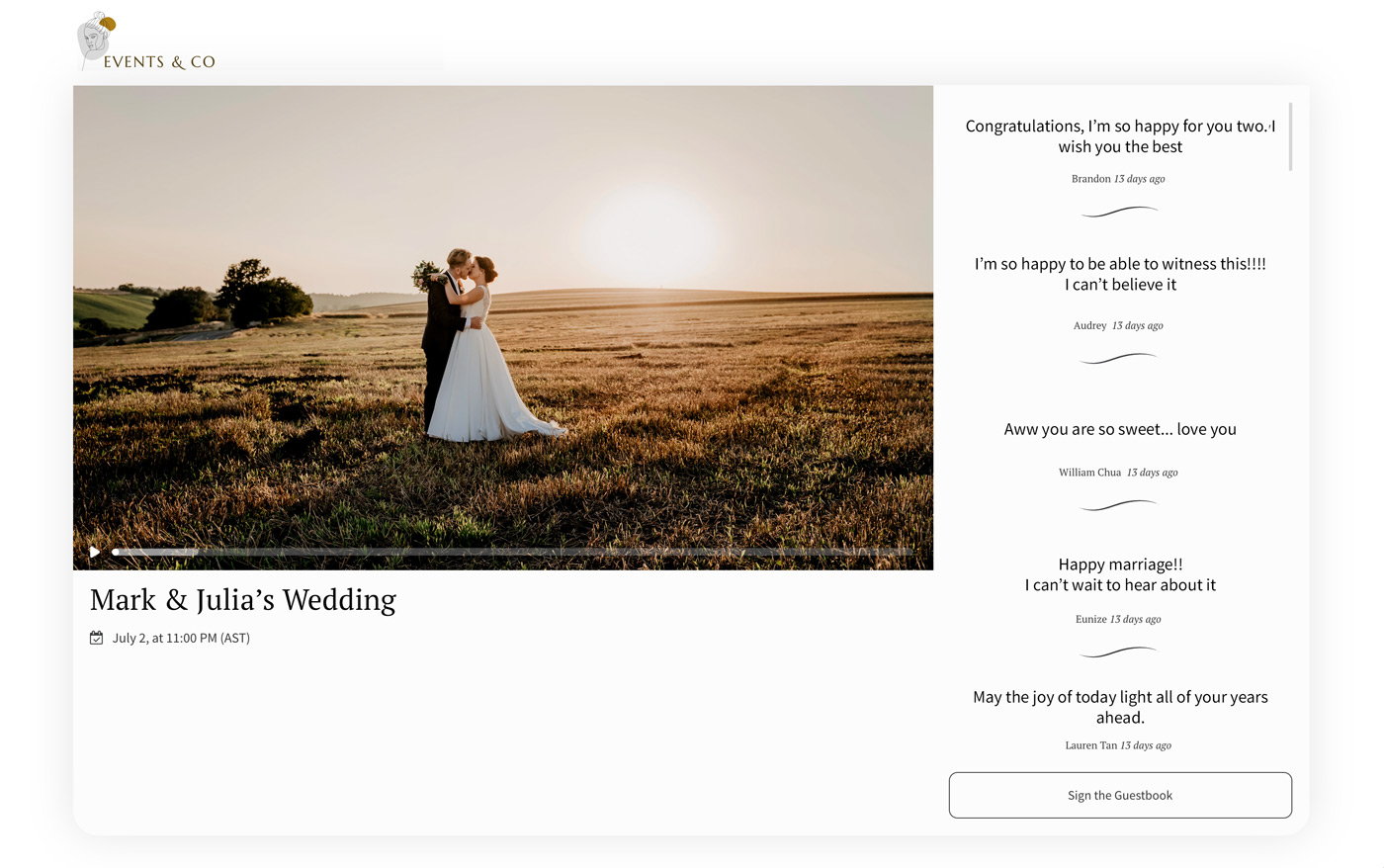virtual wedding live stream