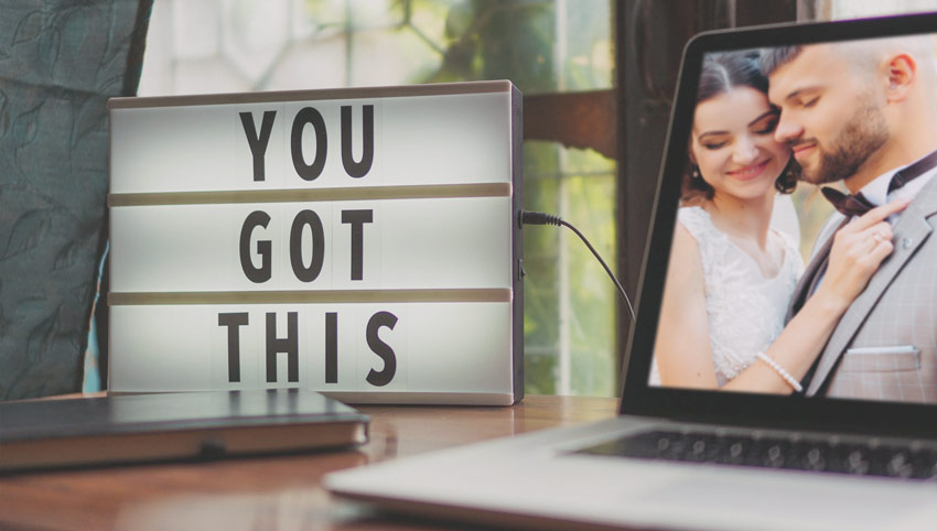you got this - wedding couple on laptop