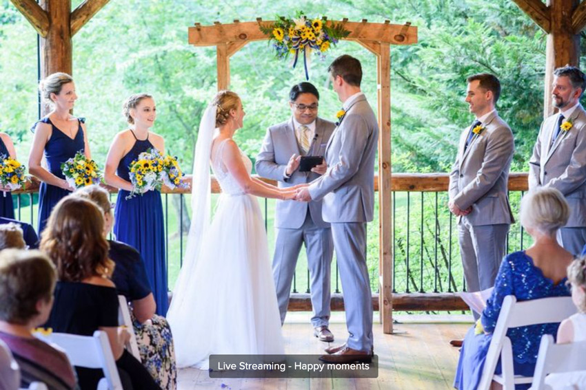 wedding photographer live streaming a ceremony