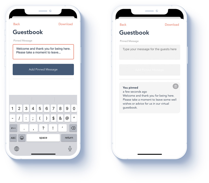 adding a virtual guestbook to a live streamed wedding