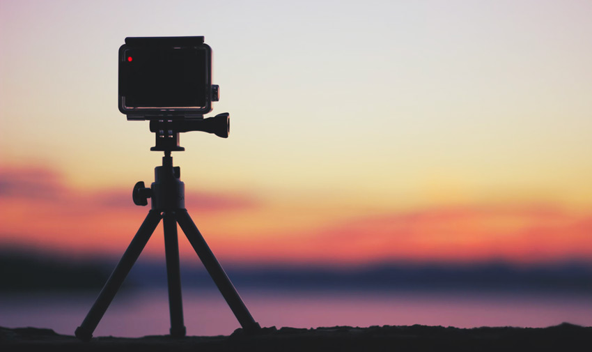 gopro mounted on a tripod
