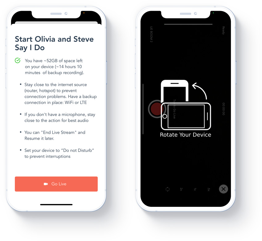 start wedding live stream