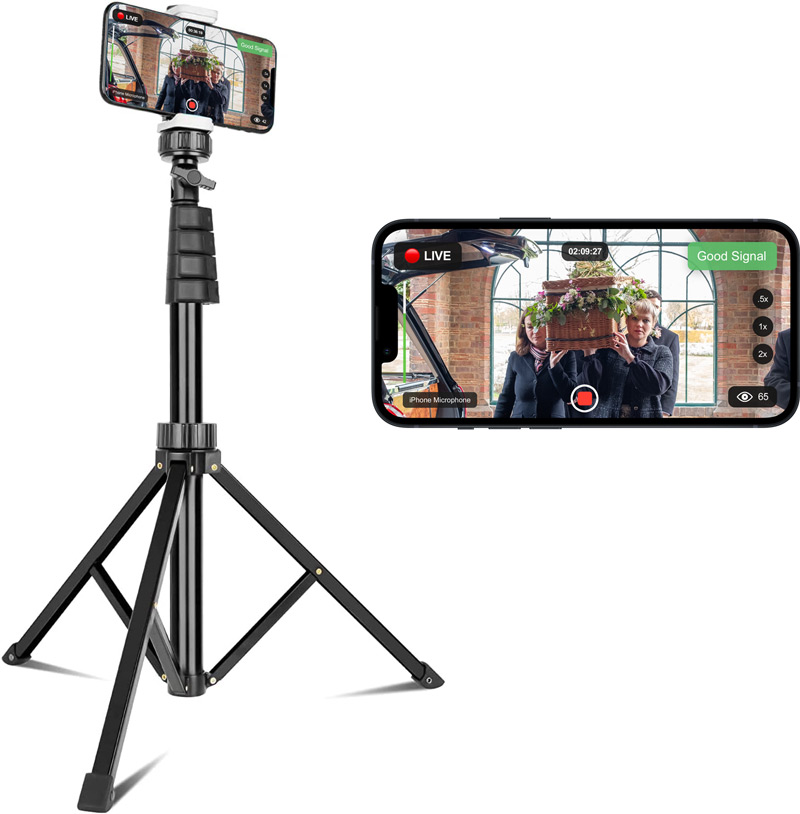 live stream using a phone on a tripod