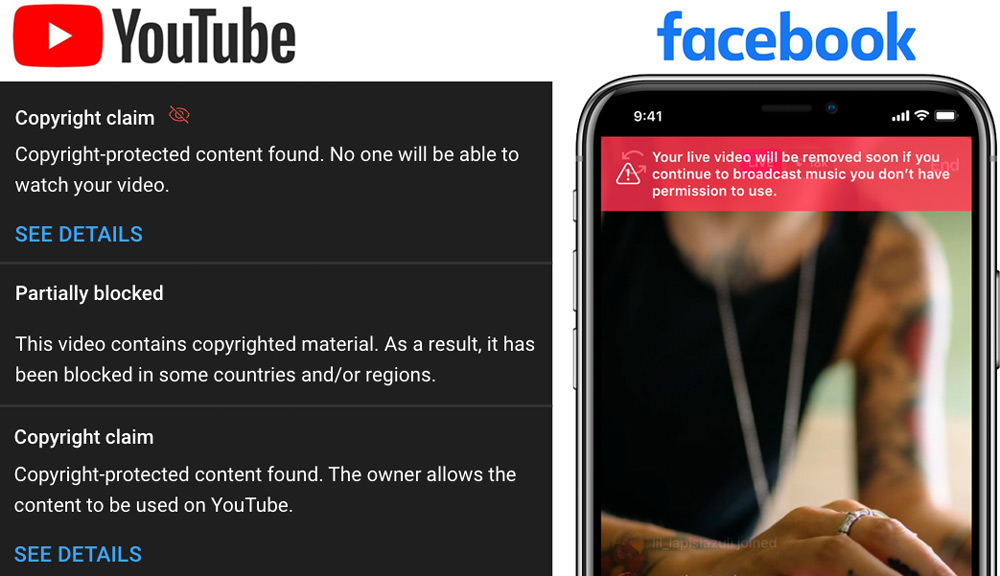 facebook and youtube copyright claims