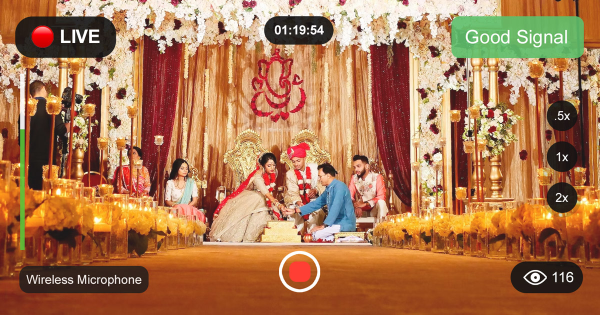 indian wedding live stream using a smartphone