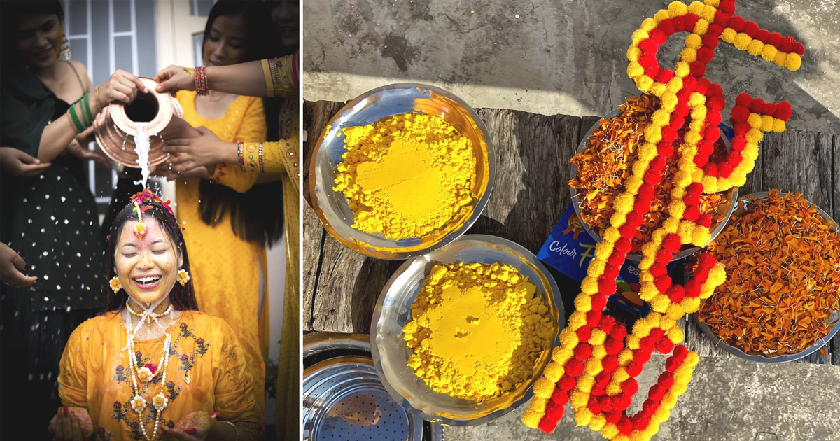 haldi ceremony at an indian wedding