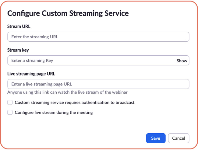 configure custom streaming service on zoom