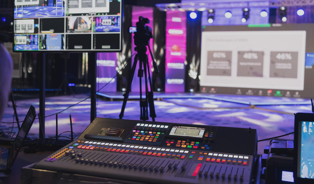 audio mixer and hardware encoder for a live streaming at an event