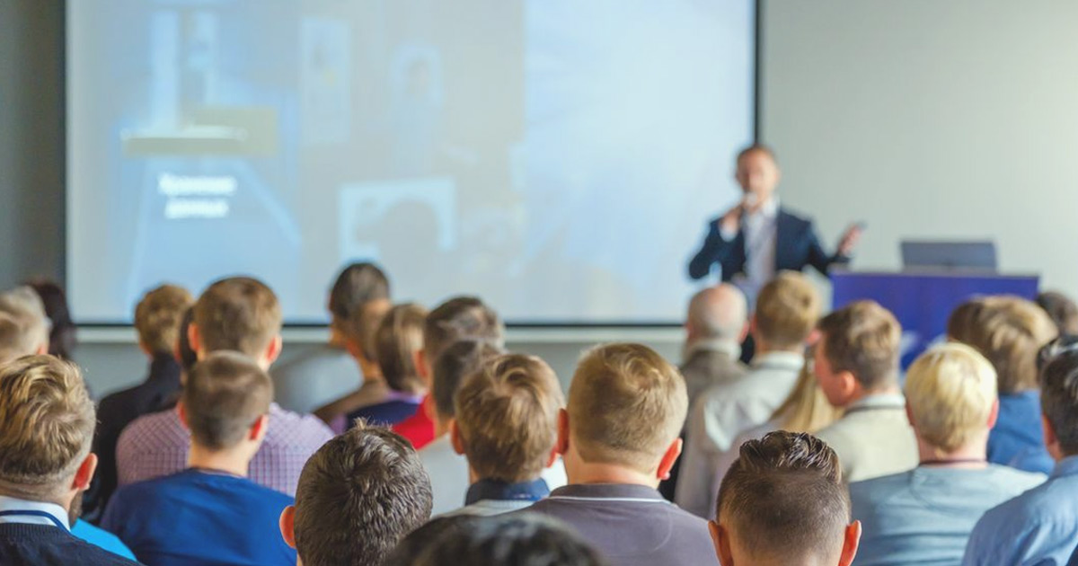 live streaming a slide presentation at a business event