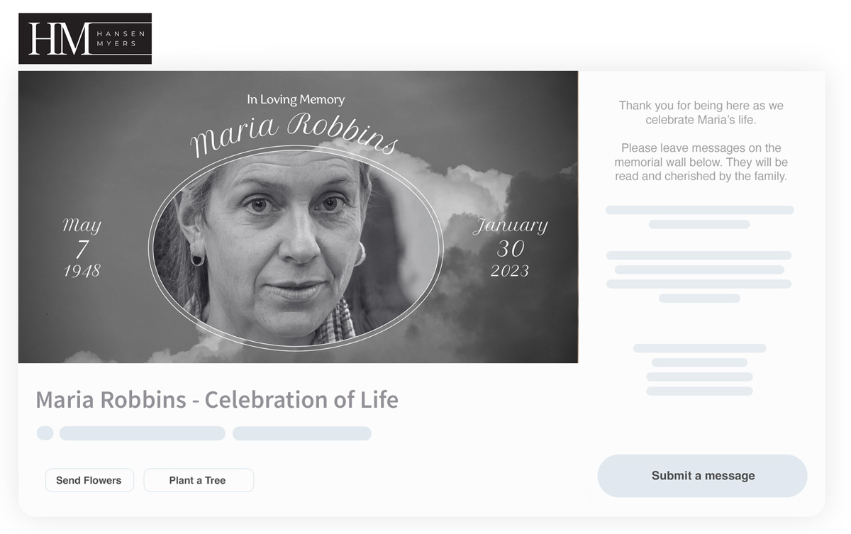 funeral live stream viewing page