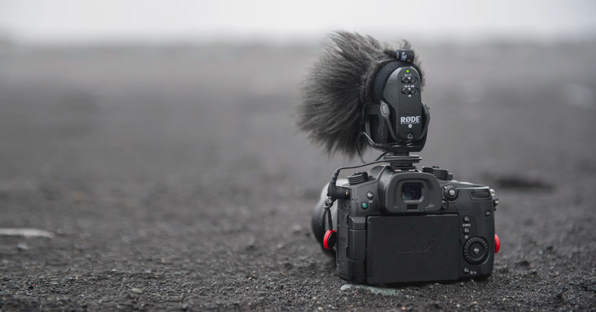 shotgun microphone mounted on camera